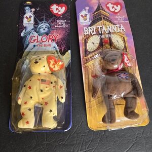 RARE Ty Glory & BritanniaBeanie Baby Retired Original W/errors Unopened Vintage